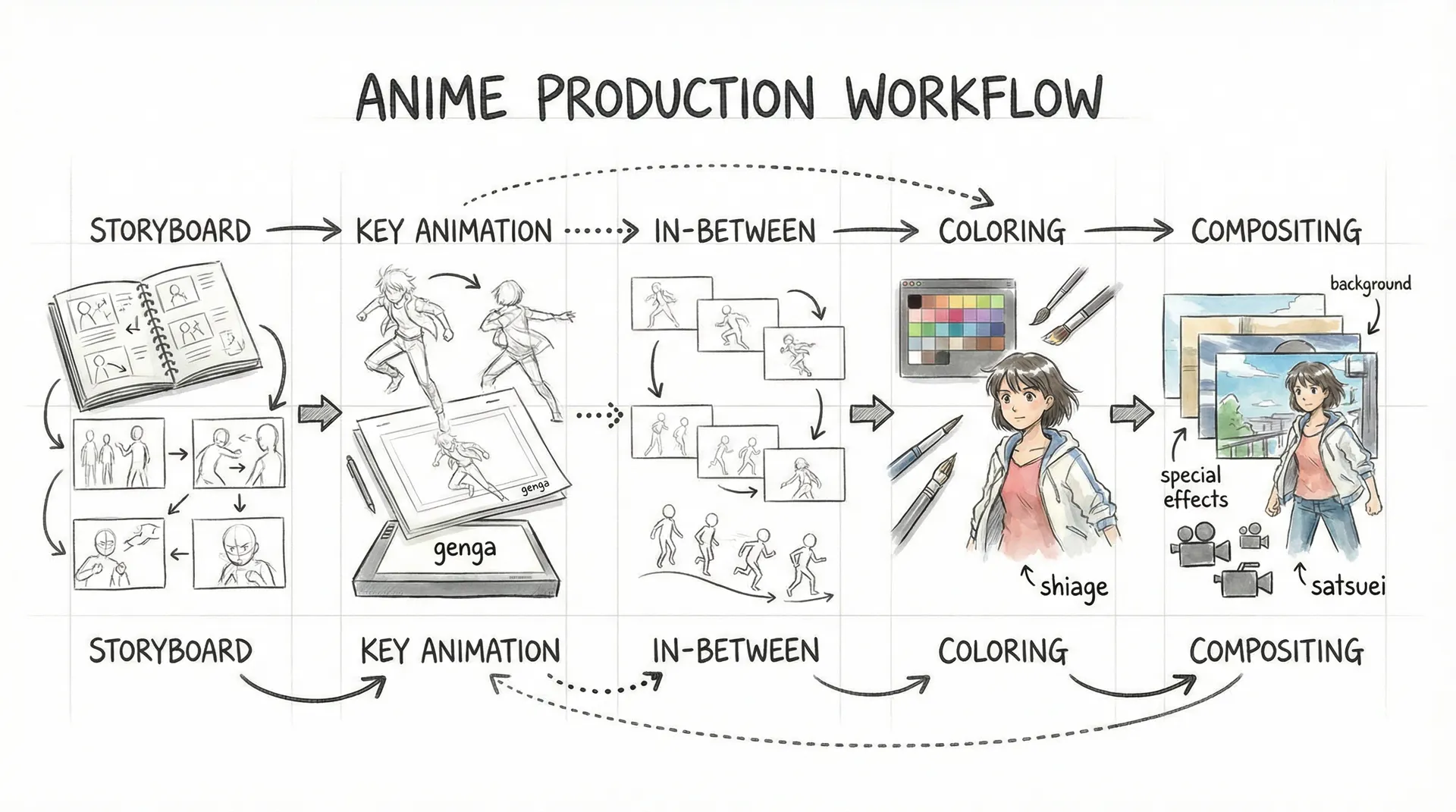 51动漫动画制作流程时间轴工作流程图